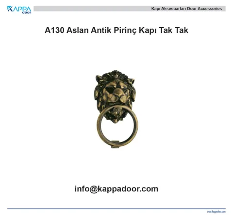 A130 Aslan Antik Pirinç Kapı Tak Tak
