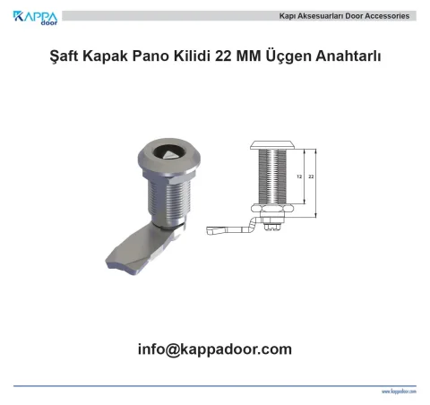 Şaft Kapak Pano Kilidi 22 MM Üçgen Anahtarlı