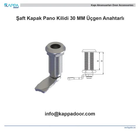 Şaft Kapak Pano Kilidi 30 MM Üçgen Anahtarlı
