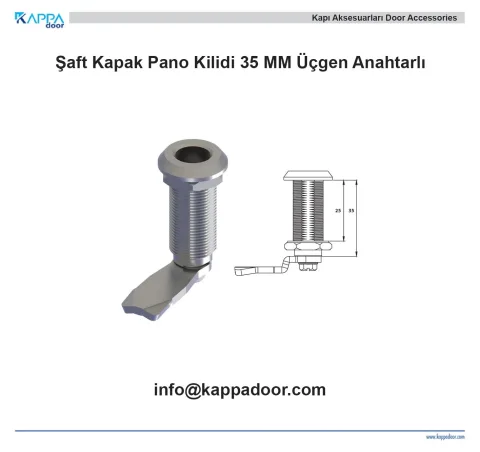 Şaft Kapak Pano Kilidi 35 MM Üçgen Anahtarlı
