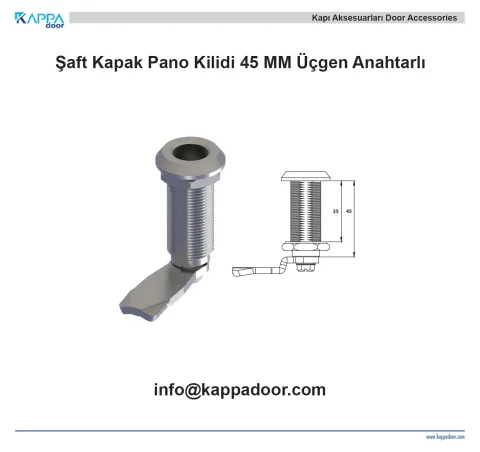 Şaft Kapak Pano Kilidi 45 MM Üçgen Anahtarlı