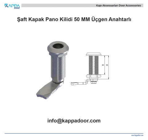 Şaft Kapak Pano Kilidi 50 MM Üçgen Anahtarlı
