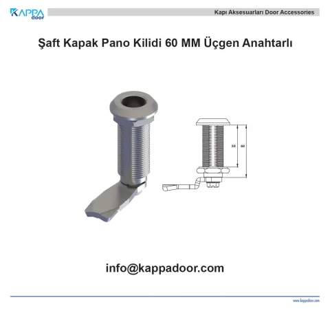 Şaft Kapak Pano Kilidi 60 MM Üçgen Anahtarlı