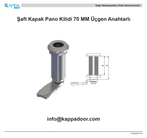 Şaft Kapak Pano Kilidi 70 MM Üçgen Anahtarlı