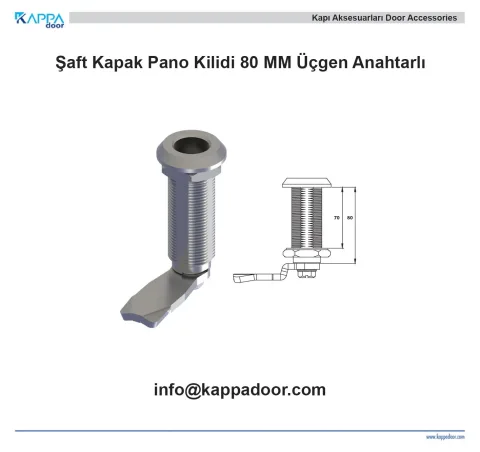 Şaft Kapak Pano Kilidi 80 MM Üçgen Anahtarlı
