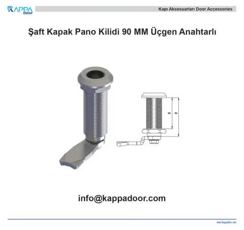 Şaft Kapak Pano Kilidi 90 MM Üçgen Anahtarlı