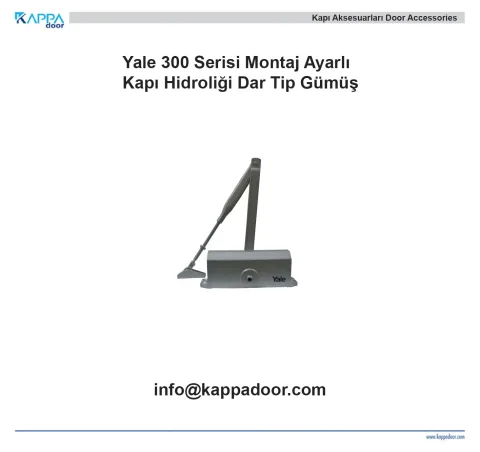 Yale 300 Serisi Montaj Ayarlı Kapı Hidroliği Dar Tip Gümüş